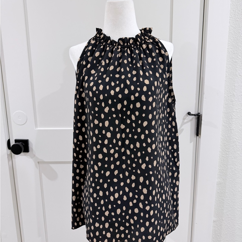 First Love Black Dress with Beige Spot Print